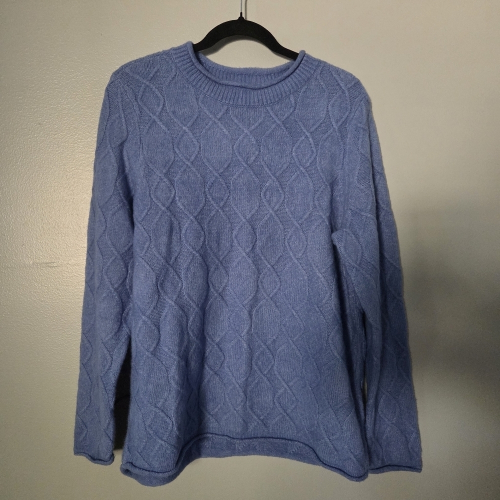 Talbots Women's Blue Cable Knit Soft Casual Classic Cozy Roll Neck Sweater XL